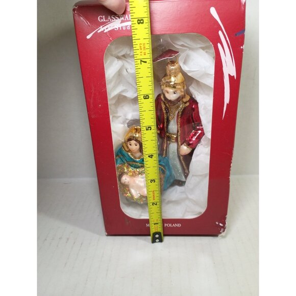 Blown Glass Ornament Holy Family Nativity Glassware Art Studio 7" Poland - Picture 4 of 5